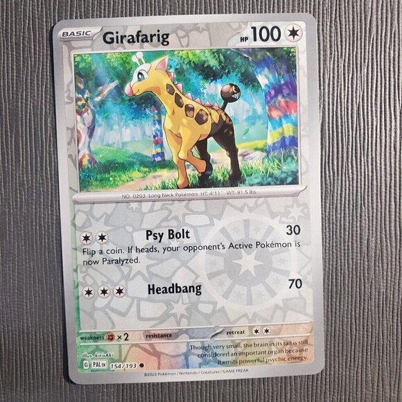 Girafarig [Reverse Holo] 154/193  Pokemon Paldea Evolved Colorless Common TCG LP - Picture 3 of 3